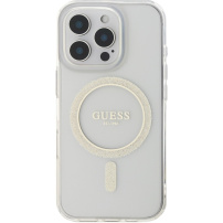 Guess IML Glitter Ring kryt s MagSafe pre iPhone 16 Pro - číry