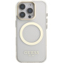 Guess IML Gold Outline kryt s výklopným stojanom a MagSafe pre iPhone 16 Pro Max - číry