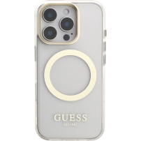 Guess IML Gold Outline kryt s výklopným stojanom a MagSafe pre iPhone 16 Pro Max - číry