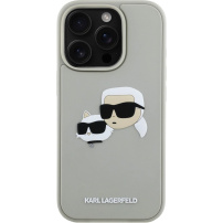 Karl Lagerfeld 3D Rubber Double Heads kryt pre iPhone 16 Pro Max - béžový