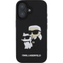 Karl Lagerfeld 3D Rubber Karl and Choupette kryt pre iPhone 16 - čierny