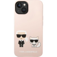 Karl Lagerfeld and Choupette silikónový kryt pre iPhone 14 Plus - ružový