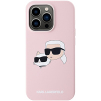 Karl Lagerfeld Double Heads silikónový kryt s MagSafe pre iPhone 15 Pro Max - ružový