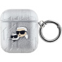 Karl Lagerfeld Embossed Karl Head obal pre AirPods 1/2 - strieborný