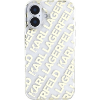 Karl Lagerfeld IML Electroplated Repeated Logo kryt pre iPhone 16 - zlatý