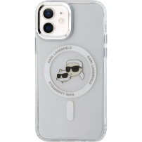 Karl Lagerfeld IML K&CH Heads Metal Frame kryt s MagSafe pre iPhone 12 / 12 Pro - číry