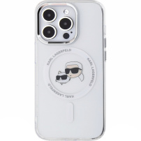 Karl Lagerfeld IML K&CH Heads Metal Frame kryt s MagSafe pre iPhone 15 Pro - číry