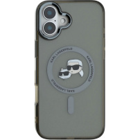 Karl Lagerfeld IML K&CH Heads Metal Frame kryt s MagSafe pre iPhone 16 - sivý