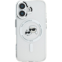Karl Lagerfeld IML K&CH Heads Metal Frame kryt s MagSafe pre iPhone 16 Plus - číry