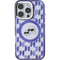 Karl Lagerfeld IML Monogram K&CH Heads kryt s MagSafe pre iPhone 16 Pro Max - fialový