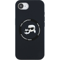 Karl Lagerfeld K&CH Heads silikónový kryt s MagSafe pre iPhone 16e / 17e - čierny