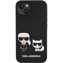 Karl Lagerfeld Karl and Choupette silikónový kryt s MagSafe pre iPhone 14 Plus - čierny