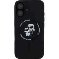 Karl Lagerfeld Karl and Choupette silikónový kryt s MagSafe pre iPhone 16 Plus - čierny