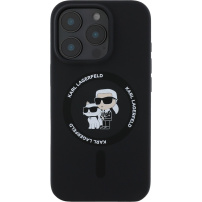 Karl Lagerfeld Karl and Choupette silikónový kryt s MagSafe pre iPhone 16 Pro Max - čierny