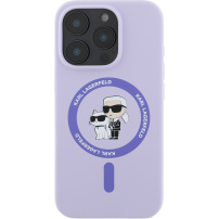 Karl Lagerfeld Karl and Choupette silikónový kryt s MagSafe pre iPhone 16 Pro Max - fialový