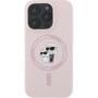 Karl Lagerfeld Karl and Choupette silikónový kryt s MagSafe pre iPhone 16 Pro Max - ružový
