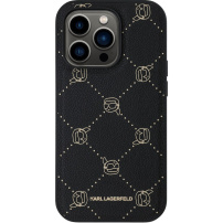 Karl Lagerfeld Karl Heads Pattern kryt s MagSafe pre iPhone 14 Pro Max - čierny
