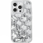 Karl Lagerfeld Liquid Glitter Monogram Gradient kryt pre iPhone 15 Pro Max - strieborný
