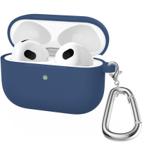 Silikónový obal s karabínou pre AirPods 3 - tmavomodrý
