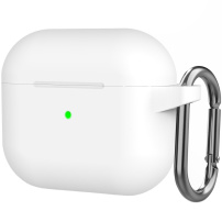 Silikónový ochranný obal s karabínou pre AirPods 3 - biely