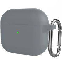 Silikónový ochranný obal s karabínou pre AirPods 3 - tmavosivý