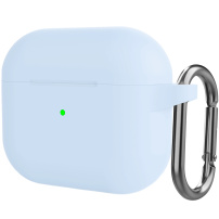 Silikónový ochranný obal s karabínou pre AirPods 3 - svetlomodrý