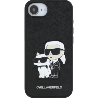 Karl Lagerfeld Saffiano Karl and Choupette kryt pre iPhone 16e / 17e - čierny