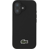 Lacoste Iconic Petit Pique Woven Logo kryt s MagSafe pre iPhone 16 - čierny