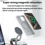 3v1 otočný skladací magnetický bezdrôtový stojanček pre iPhone / Apple Watch / AirPods - 15W - sivý