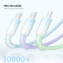 ENKAY opletaný nabíjací kábel - USB-A na 2x USB-C / Lightning - 1,2 m - farebný