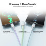 ENKAY opletaný nabíjací kábel - USB-A na 2x USB-C / Lightning - 1,2 m - farebný