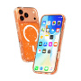 Transparentný kryt s trblietkami a MagSafe pre iPhone 17 Pro Max - oranžový