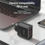 Yesido YC144 GaN rýchlonabíjací adaptér s portmi 2x USB-C / USB-A - 65W - čierny