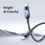 USAMS SJ750 opletený nabíjací a dátový kábel s podsvietením - USB-C na USB-C - 1,2 m - čierny