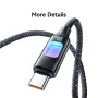 USAMS SJ750 opletený nabíjací a dátový kábel s podsvietením - USB-C na USB-C - 1,2 m - čierny