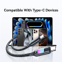 USAMS SJ750 opletený nabíjací a dátový kábel s podsvietením - USB-C na USB-C - 1,2 m - čierny