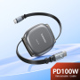 Toocki TQ-X105 výsuvný nabíjací a dátový kábel - USB-C na USB-C - 1 m - sivý