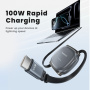 Toocki TQ-X105 výsuvný nabíjací a dátový kábel - USB-C na USB-C - 1 m - sivý