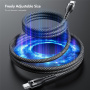ENKAY magnetický opletený nabíjací a dátový kábel - USB-C na USB-C - 2 m - ružový