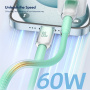 ENKAY Ice Clear opletaný nabíjací a dátový kábel - USB-C na USB-C - 1 m - oranžový