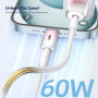 ENKAY Ice Clear opletaný nabíjací a dátový kábel - USB-A na USB-C - 1 m - čierny