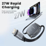 Toocki TQ-X105A výsuvný nabíjací a dátový kábel - USB-C na Lightning - 1 m - sivý