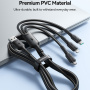 JOYROOM S-A61 3v1 univerzálny nabíjací kábel - USB-A na USB-C / Lightning / micro USB - 1,2 m - čierny