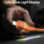 USAMS SJ776 opletaný nabíjací a dátový kábel s podsvietením - USB-C na Lightning - 1,2 m - oranžový