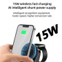 HT-541 3v1 skladací magnetický bezdrôtový stojanček s podsvietením pre iPhone / Apple Watch / AirPods - 15W - čierny