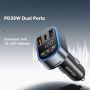 ESSAGER ES-F748 Bluetooth FM transmitter do auta s portmi USB-C / 2x USB-A - 35W - čierny
