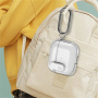 Transparentný obal so zapínaním a karabínou pre AirPods Pro - sivý