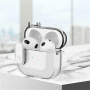 Transparentný obal so zapínaním a karabínou pre AirPods Pro - ružový