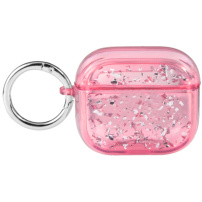 Transparentný obal s trblietkami pre AirPods 3 - jahodový