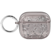 Transparentný obal s trblietkami pre AirPods 3 - sivý